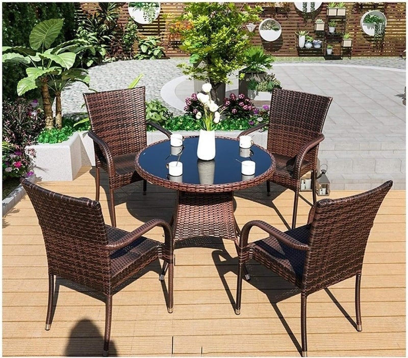 Harmony Home  Outdoor furniture complete terrace tables and chair Patio Furniture Rattan Garden Furniture Sets (4 Piece Set Table Chair) Outdoor garden furniture set with table - Image 1
